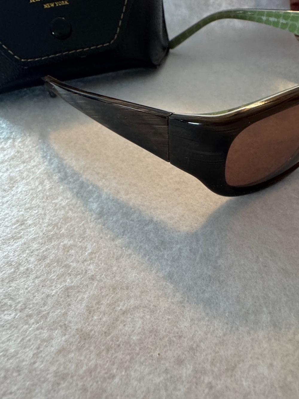kate spade Brown and Green Oversized Rectangle Sunglasses and Case - Picture 6 of 11